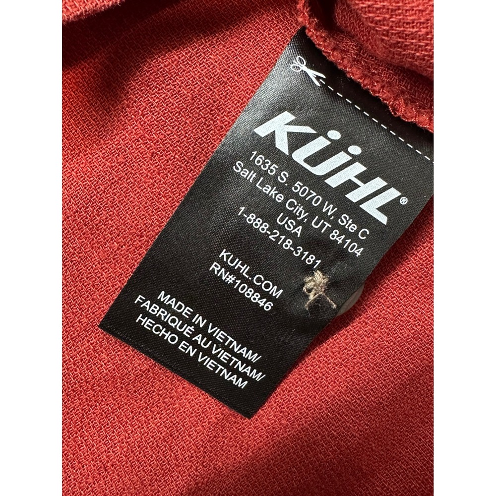 KUHL Button‎ Down Shirt Women Large Red Short Sleeve Hemp Cotton Boxy Top - Picture 9 of 10